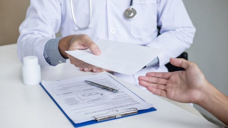 The doctor prescribes treatment for parasites.